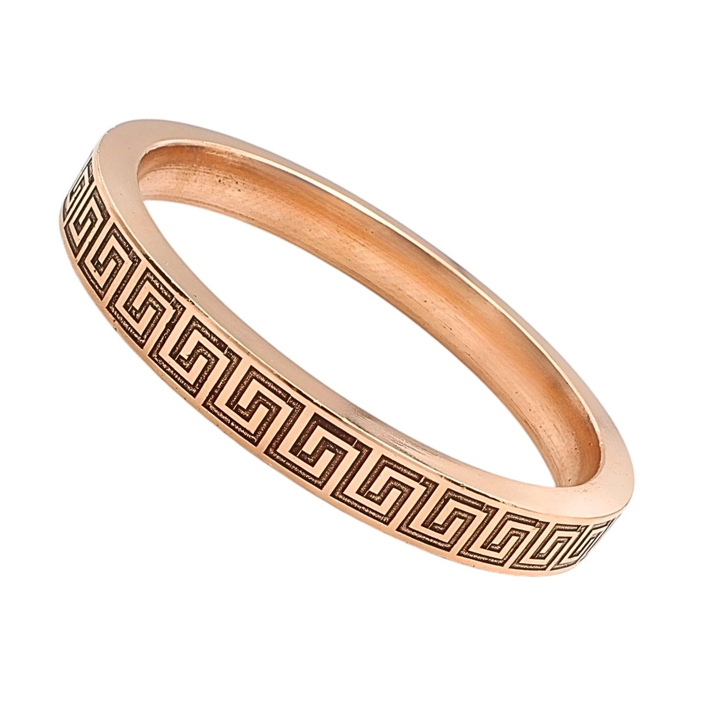 Heavy Flat Greek Key Pattern Engraved Copper Kada for Men