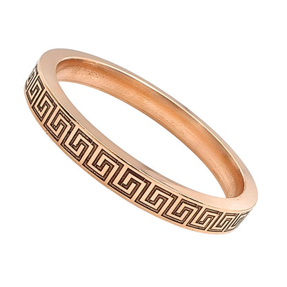 Heavy Flat Greek Key Pattern Engraved Copper Kada for Men