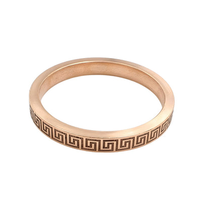 Heavy Flat Greek Key Pattern Engraved Copper Kada for Men
