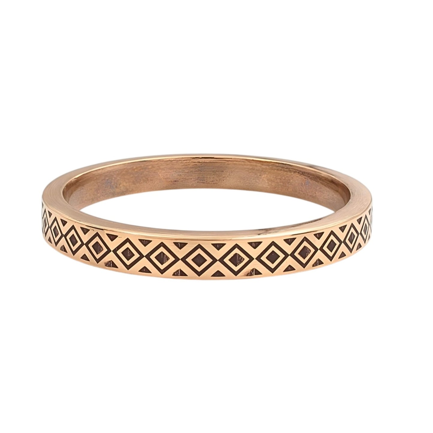 Lozenge Pattern Heavy Flat Engraved Copper Kada for Men