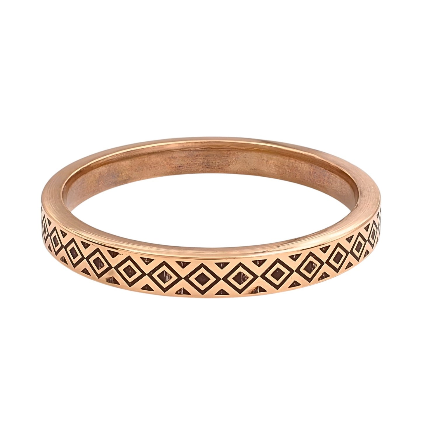 Lozenge Pattern Heavy Flat Engraved Copper Kada for Men