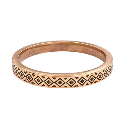 Lozenge Pattern Heavy Flat Engraved Copper Kada for Men