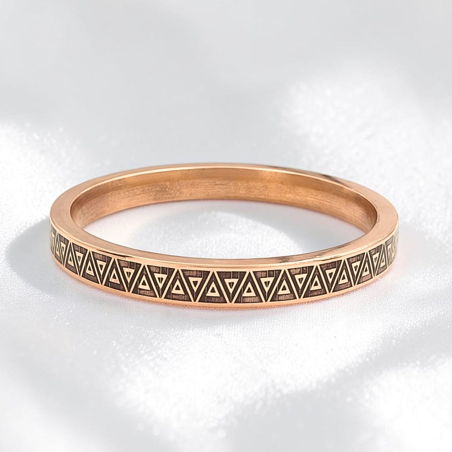 Triangular Pattern Heavy Flat Engraved Copper Kada for Men