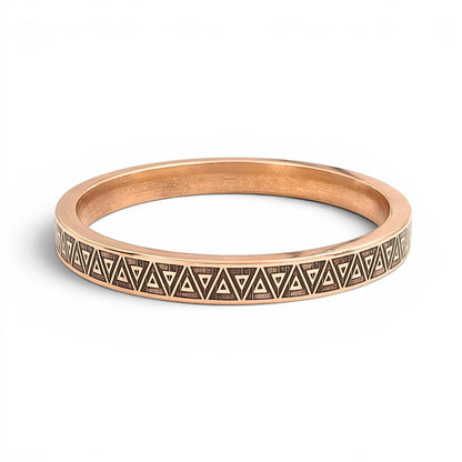 Triangular Pattern Heavy Flat Engraved Copper Kada for Men