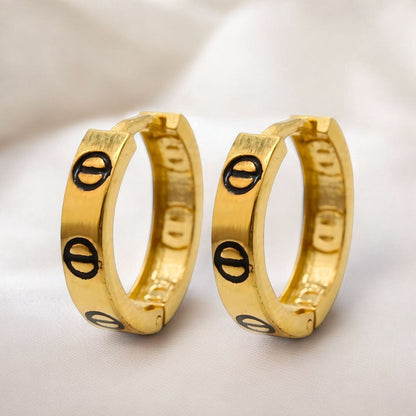18k Real Solid Gold hinged hoop Exquisite Earrings