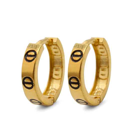18k Real Solid Gold hinged hoop Exquisite Earrings