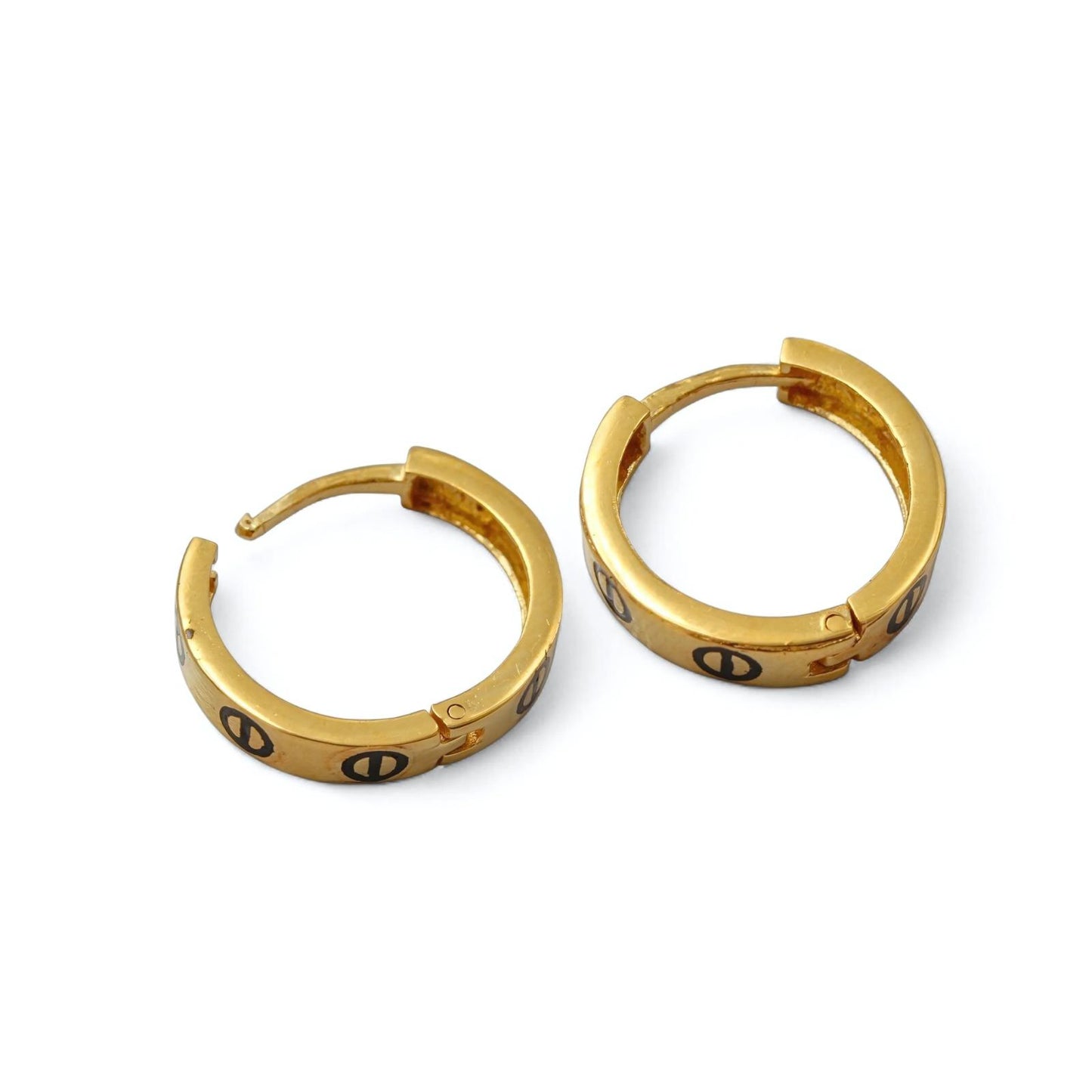 18k Real Solid Gold hinged hoop Exquisite Earrings