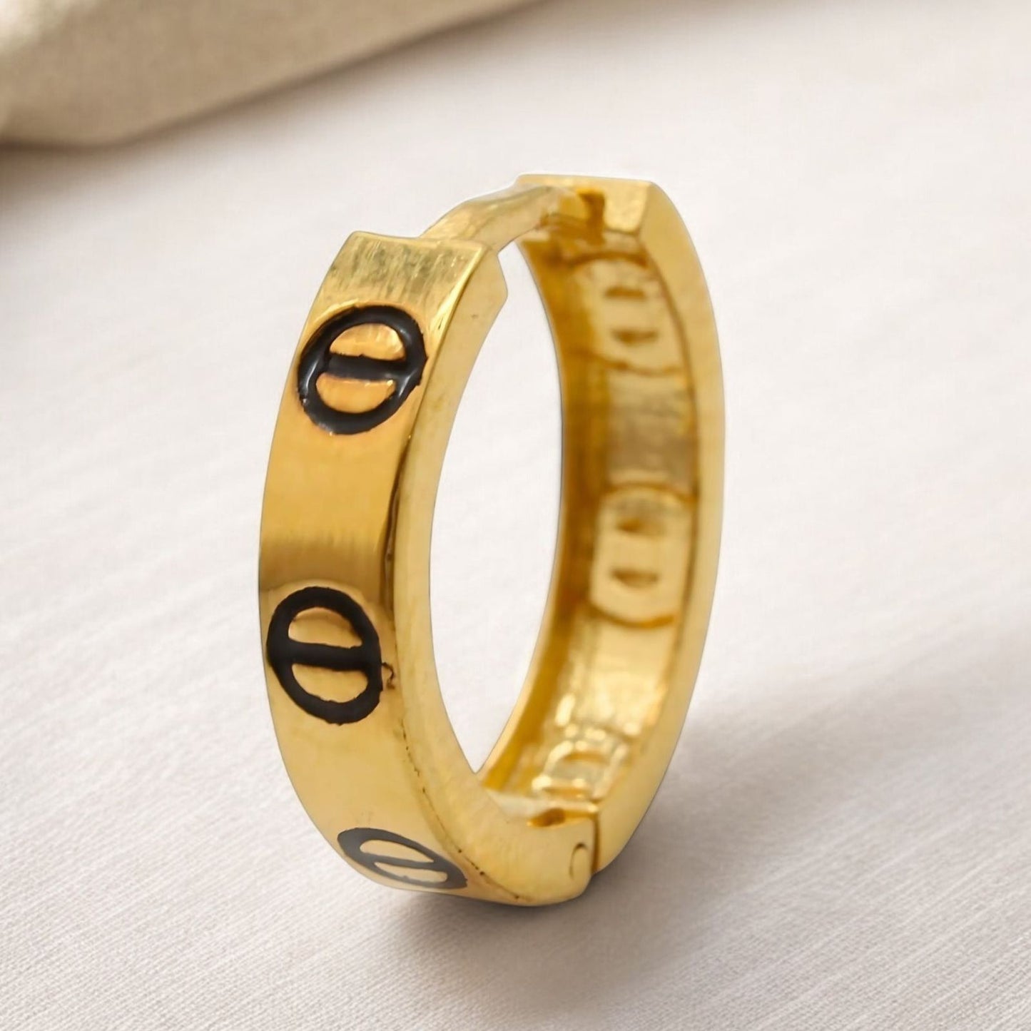 18k Real Solid Gold hinged hoop Exquisite Earrings
