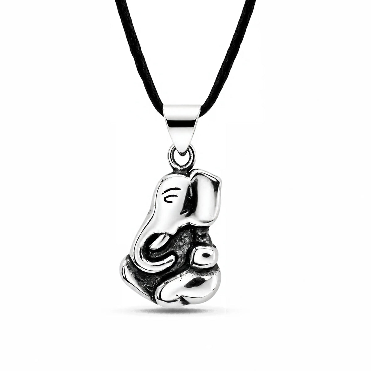 Real 925 Sterling Silver Oxidized Hindu God Blessing Lord Ganesha Pendant