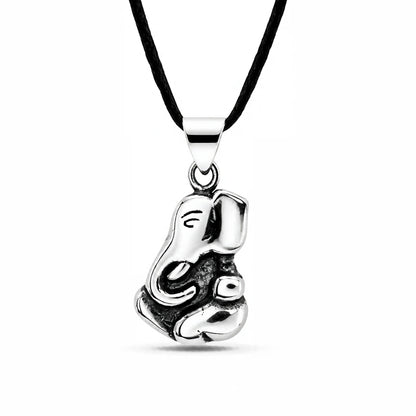 Real 925 Sterling Silver Oxidized Hindu God Blessing Lord Ganesha Pendant