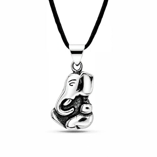 Real 925 Sterling Silver Oxidized Hindu God Blessing Lord Ganesha Pendant