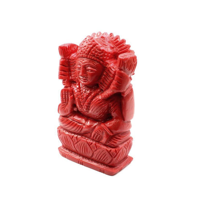 Red Coral Carved Laxmi Mata God Statue Idol Religious