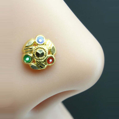 Real Gold Nose Stud Solid 14K Gold 