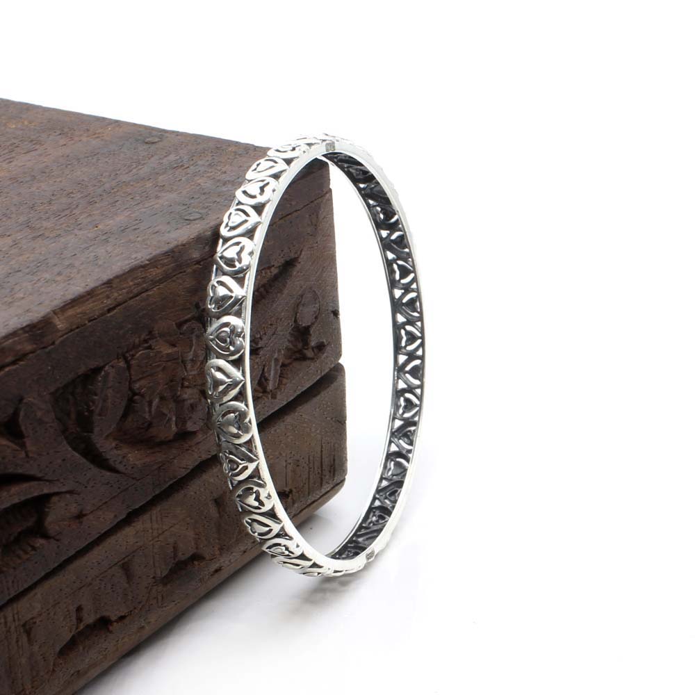 Real Sterling Silver Oxidized Women Bangles - 6 CM