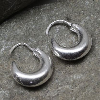 Sterling Silver Plain Round Hoop Bali Earrings 