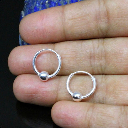 Silver Plain Round Hoop Bali Earrings