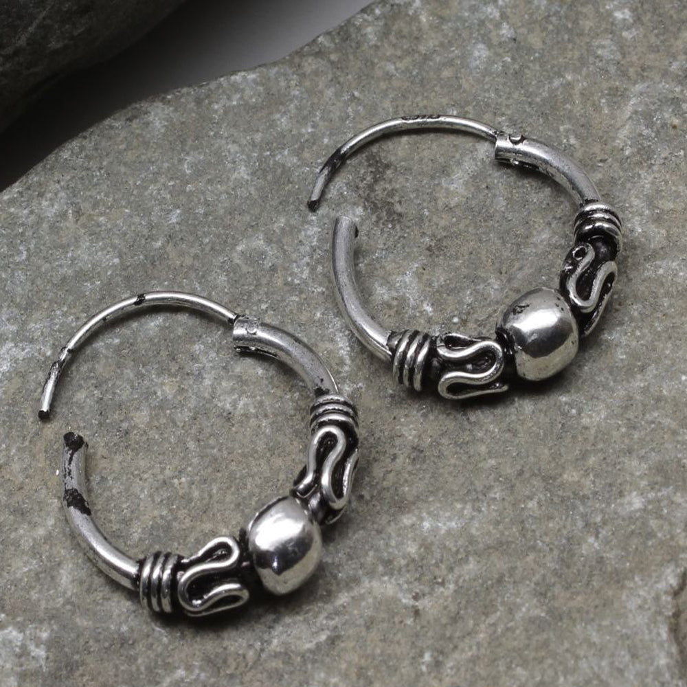 Basic Pure Silver Bali Earrings for Girls