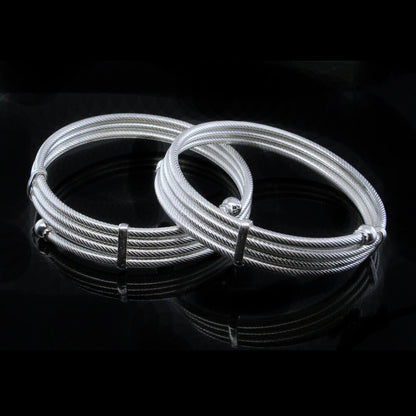 925 Real Silver Bangles Bracelet - Pair 6.4 CM