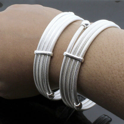 925 Real Silver Bangles Bracelet - Pair 6.4 CM