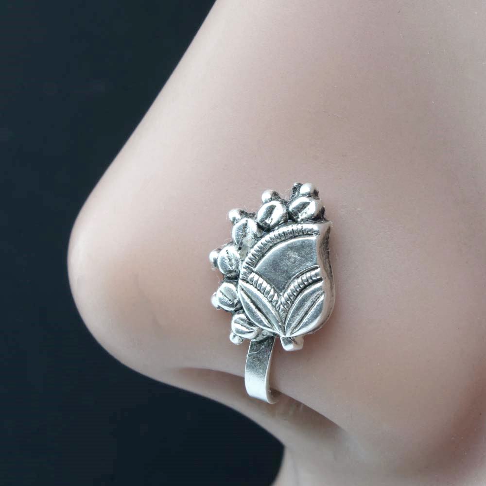 Handmade  daisy clip on nose rings stud, Pure 925 Sterling Silver Mothers