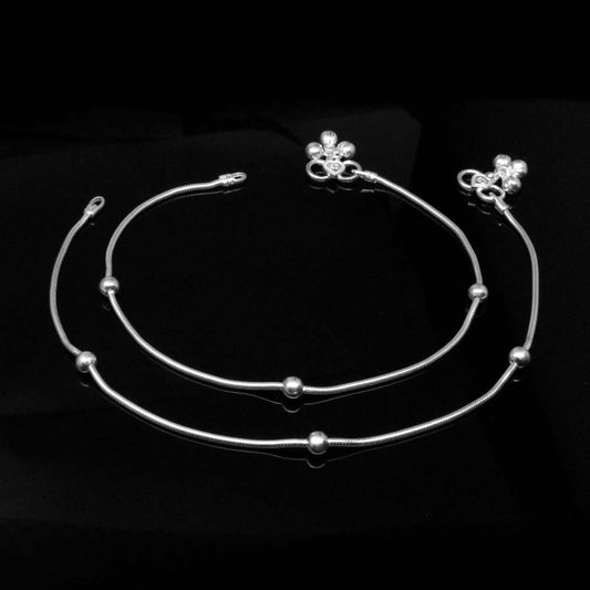 simple ball 925 Silver Indian Anklets 10.5"