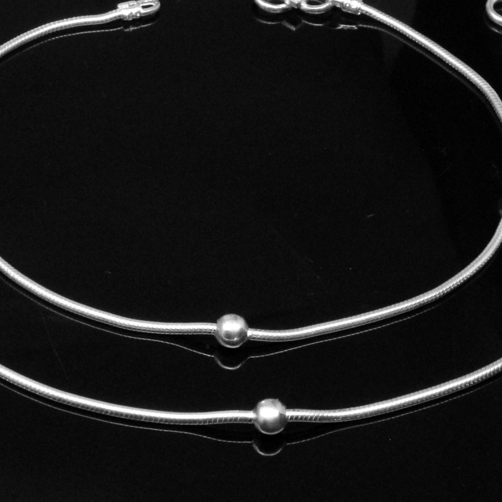 simple ball 925 Silver Indian Anklets 10.5"