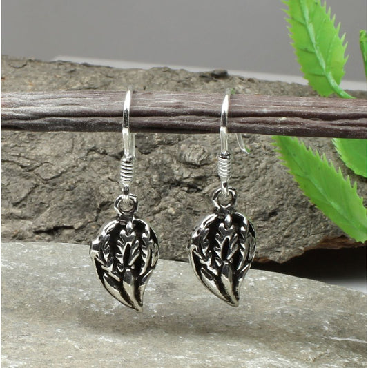  Leaf Pattern Silver Jhumka