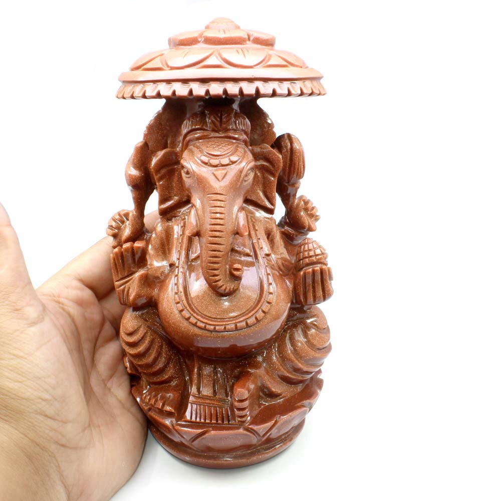 Ganesha Statue Carved Ganesh Carving Property Luck Wealth Artwork