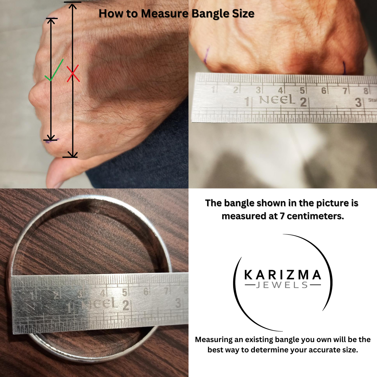 Square shape Jointless Pure Silver Bangle - Chandi ka bejod kada for Astrology
