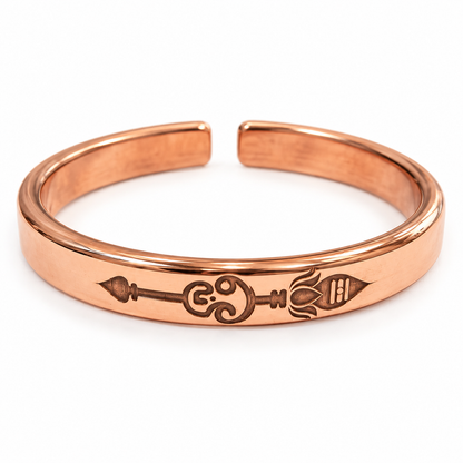 Murugan Vel Engraved Pure Copper Kada – Adjustable Cuff Bracelet
