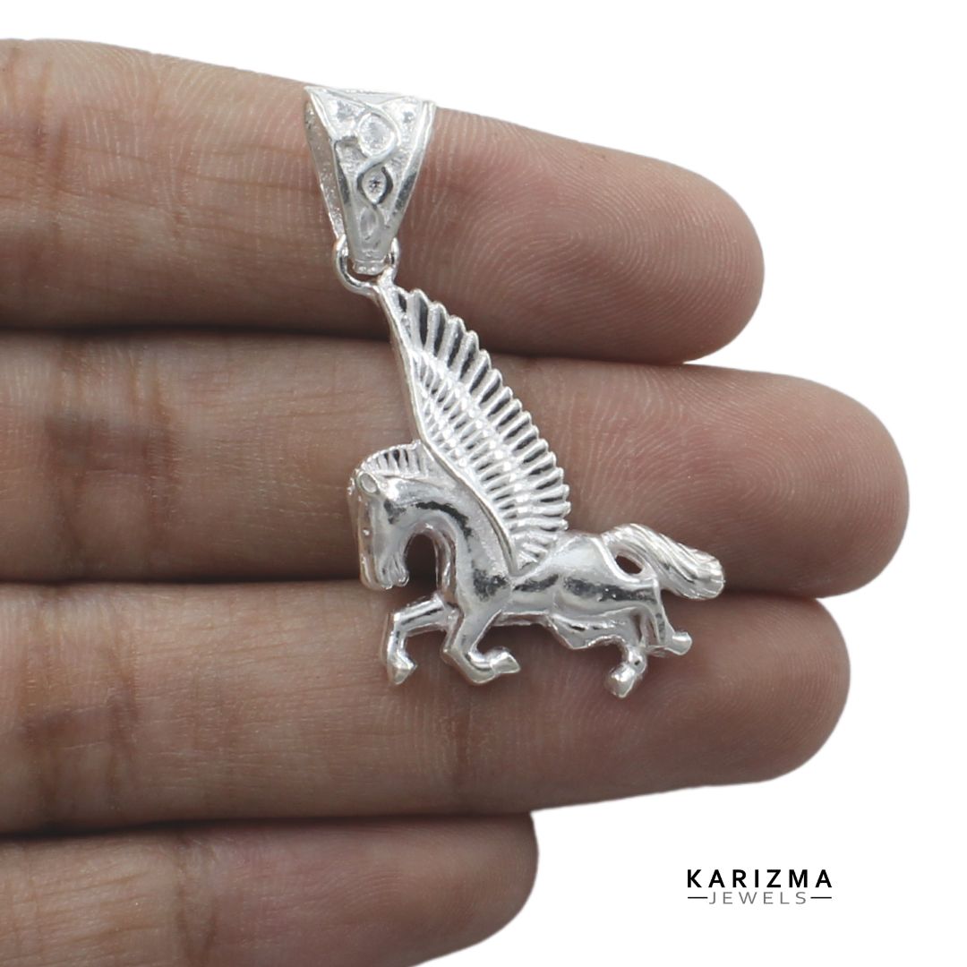 Real Sterling Silver horse unicorn design unisex pendant