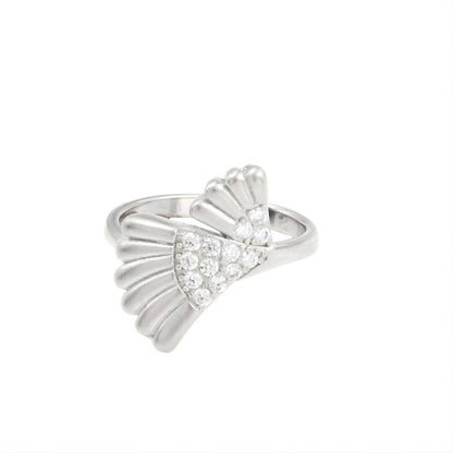 925 Real Silver Fan shape Women Ring