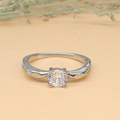 925 Real Silver Women Solitaire Ring