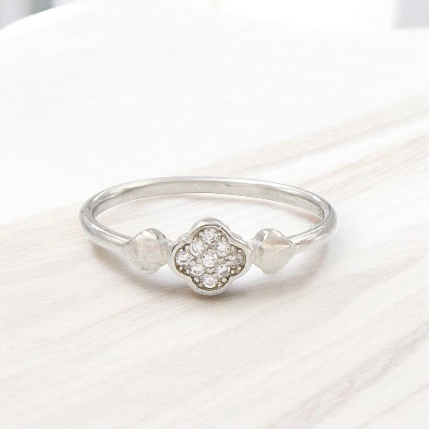 925 Real Silver Girlish Quatrefoil Ring