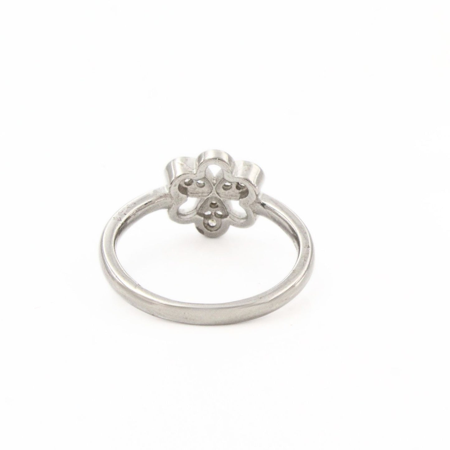 925 Real Silver White CZ Clover Ring