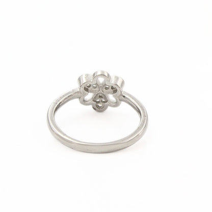 925 Real Silver White CZ Clover Ring