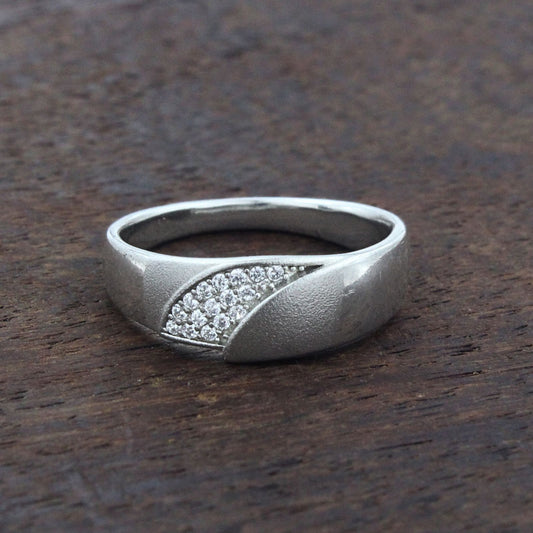 925 Real Silver Men's Wave Wedding Ring
