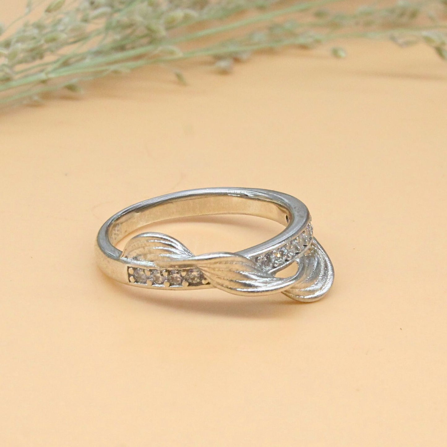 925 Real Silver Women Bypass Ring
