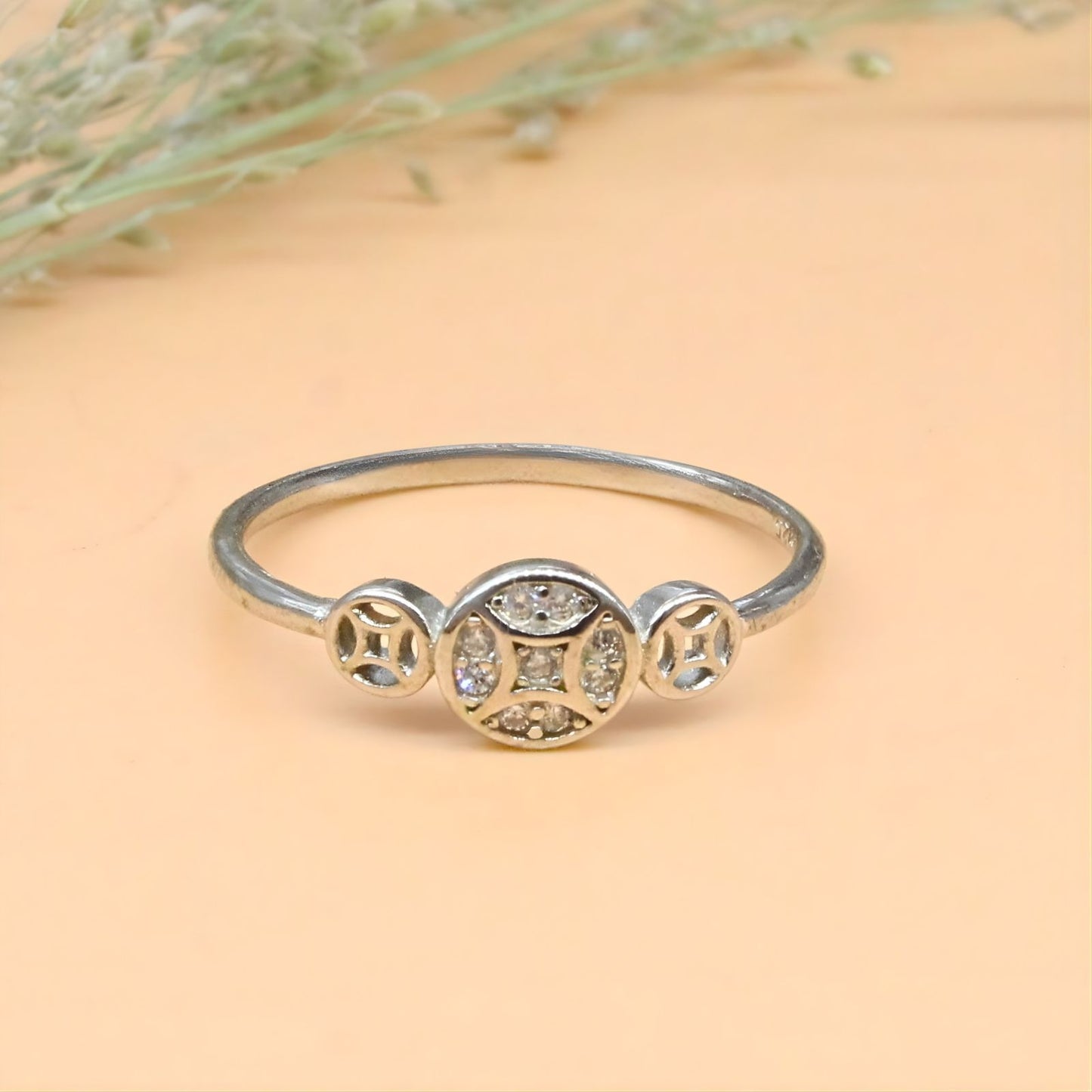 925 Real Silver White CZ Platinum Finish Ring