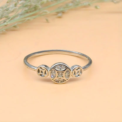 925 Real Silver White CZ Platinum Finish Ring