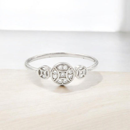 925 Real Silver White CZ Platinum Finish Ring