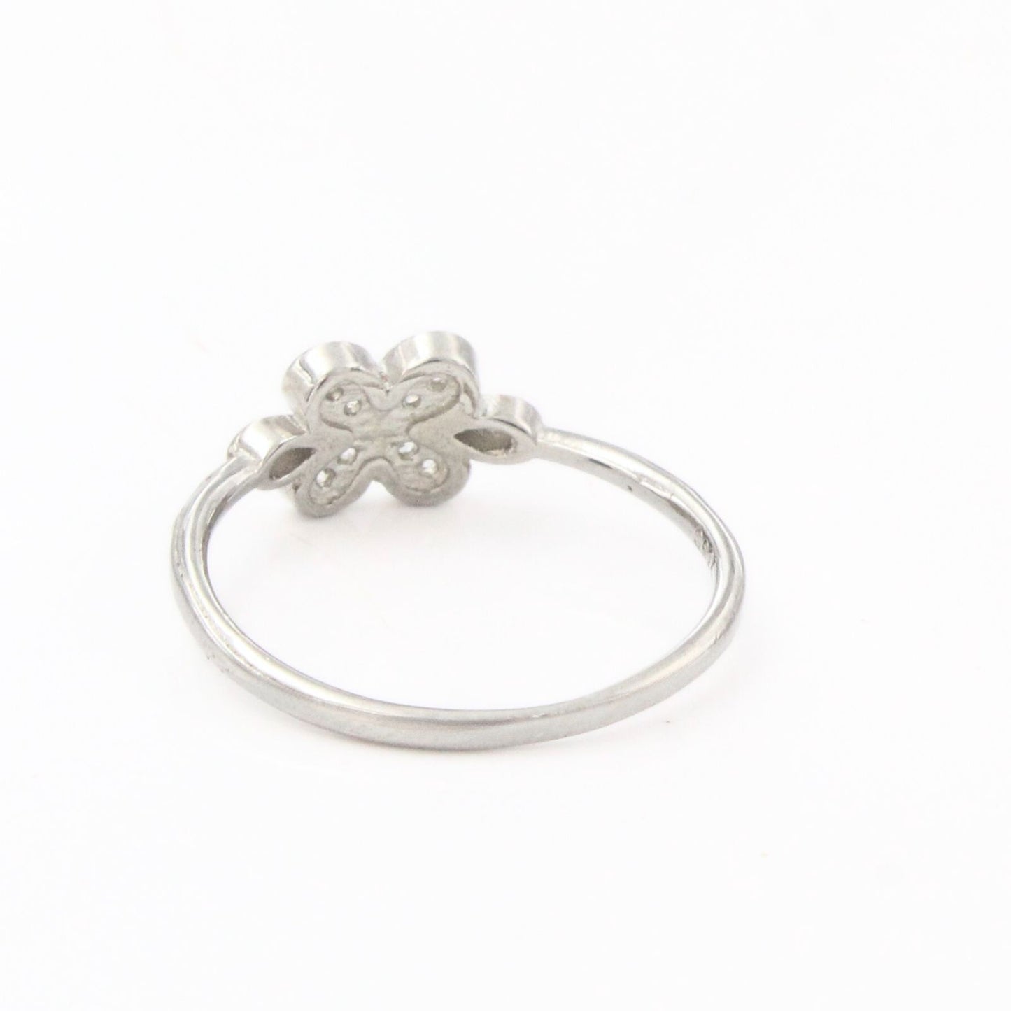 925 Real Silver White CZ Clover Ring