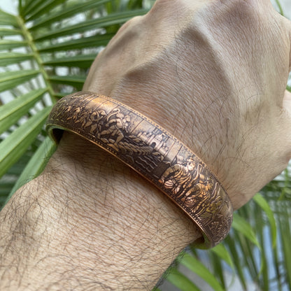 Pure Copper Ramayan Kada – 200 Gram Heavy Engraved Bangle