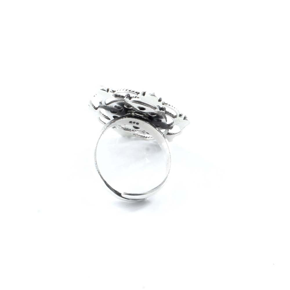 Real 925 Sterling Silver CZ Oxidized Women's ring