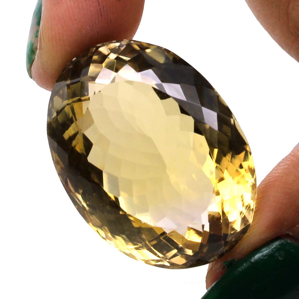 70.2Ct A+ NATURAL Lemon Quartz Oval Faceted Gemstone