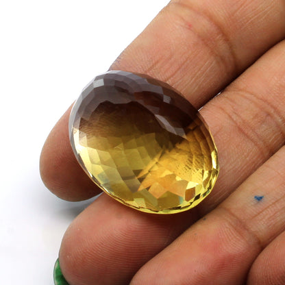 70.2Ct A+ NATURAL Lemon Quartz Oval Faceted Gemstone