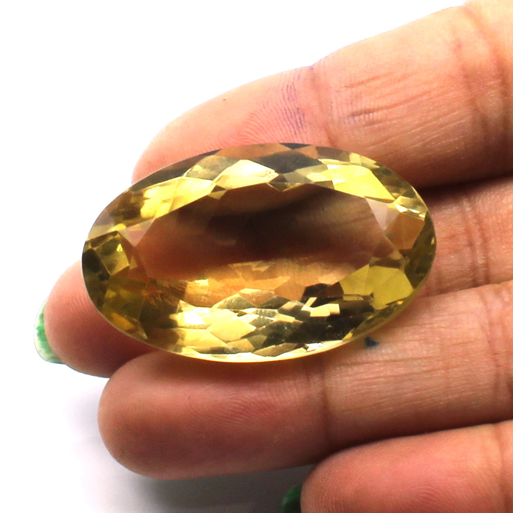 71Ct A+ NATURAL Lemon Quartz Oval Faceted Gemstone