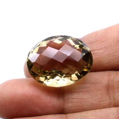 30.8Ct Natural Smoky Quartz Crystal Oval checker Gemstone