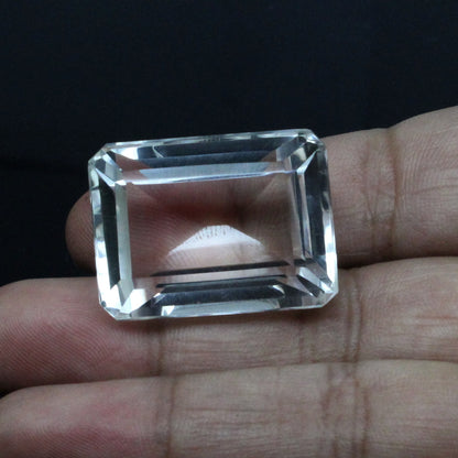 66Ct Natural Clear Crystal Quartz Rectangle Fine Gemstone