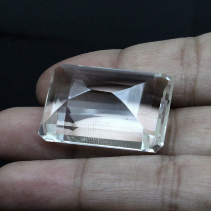 69Ct Natural Clear Crystal Quartz Rectangle Fine Gemstone